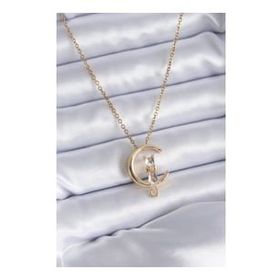 Clariss BJ-BKO8069 316L Çelik Gold Renk Zirkon Taşlı Kedi Model Kadın Kolye