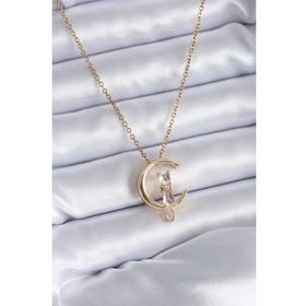 Clariss BJ-BKO8069 316L Çelik Gold Renk Zirkon Taşlı Kedi Model Kadın Kolye