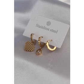 Clariss BJ-BKP7097 316L Çelik Gold Renk Kalp Model Zirkon Taş Detay Kadın Küpe