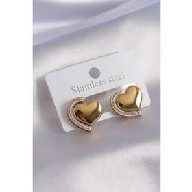 Clariss BJ-BKP7108 316L Çelik Gold Renk Kalp Figür Sallanı Model Kadın Küpe