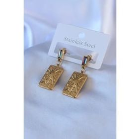 Clariss BJ-BKP7764 316L Çelik Gold Renk İşleme Plaka Model Kristal Taş Detay Kadın Küpe