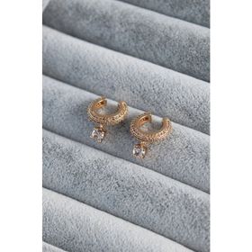Clariss BJ-BKP7791 Gold Renk Sallantı Zirkon Taşlı Earcuff Pirinç Kadın Kıkırdak Küpe