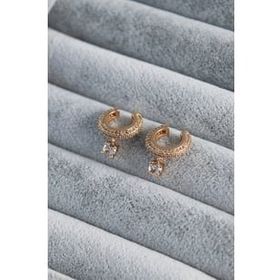 Clariss BJ-BKP7791 Gold Renk Sallantı Zirkon Taşlı Earcuff Pirinç Kadın Kıkırdak Küpe