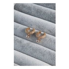 Clariss BJ-BKP7791 Gold Renk Sallantı Zirkon Taşlı Earcuff Pirinç Kadın Kıkırdak Küpe