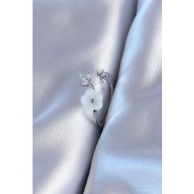 Clariss BJ-BYK2769 Gümüş Renk Çiçek Model Zirkon Taş Detay Pirinç Kadın Yüzük