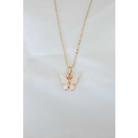 Clariss BKO6436 Gold Kaplama Krem Renk Sedef Kelebek Kolye