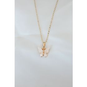 Clariss BKO6436 Gold Kaplama Krem Renk Sedef Kelebek Kolye