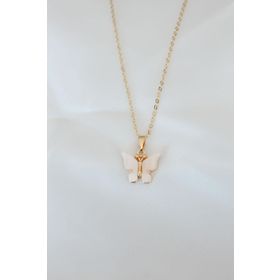 Clariss BKO6436 Gold Kaplama Krem Renk Sedef Kelebek Kolye