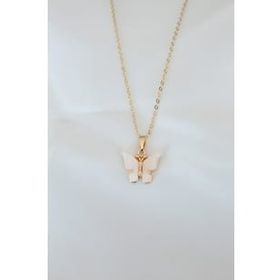 Clariss BKO6436 Gold Kaplama Krem Renk Sedef Kelebek Kolye