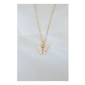 Clariss BKO6436 Gold Kaplama Krem Renk Sedef Kelebek Kolye