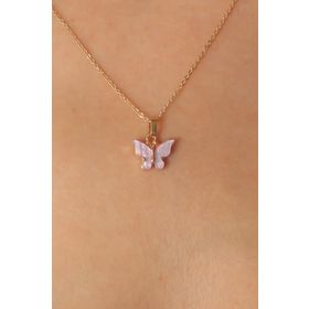 Clariss BKO6814 Gold Lila Renk Kelebek Figür Kadın Kolye