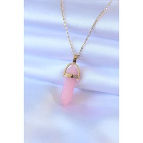 Clariss BKO7472 316L Çelik Gold Renk Kristal Pembe Taş Model Kadın Kolye