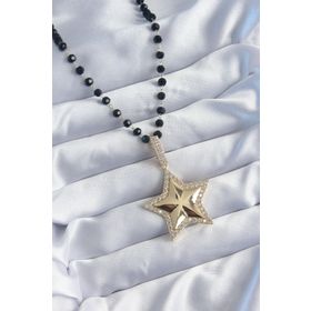 Clariss BKO8015 Gold Renk Siyah Boncuk Zirkon Taşlı Yıldız Model VIP Seri Kadın Kolye