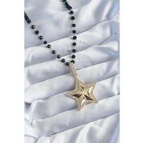 Clariss BKO8015 Gold Renk Siyah Boncuk Zirkon Taşlı Yıldız Model VIP Seri Kadın Kolye