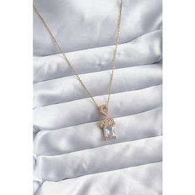 Clariss BKO8040 316L Çelik Zincir Gold Renk Zirkon Taşlı Taç Model Kadın Kolye