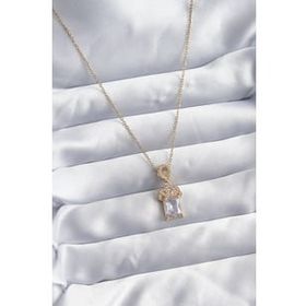 Clariss BKO8040 316L Çelik Zincir Gold Renk Zirkon Taşlı Taç Model Kadın Kolye