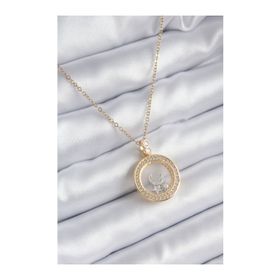 Clariss BKO8194 316L Çelik Gold Renk Zirkon Taş Detay Ay Yıldız Fanus Model Kadın Kolye
