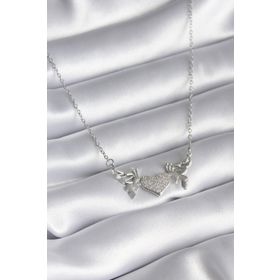 Clariss BKO8289 316L Çelik Gümüş Renk Zirkon Taşlı Kanat Kalp Model Kadın Kolye