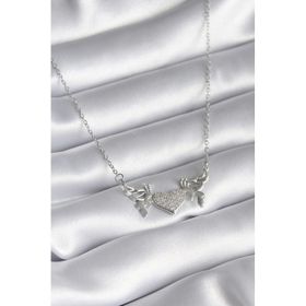 Clariss BKO8289 316L Çelik Gümüş Renk Zirkon Taşlı Kanat Kalp Model Kadın Kolye