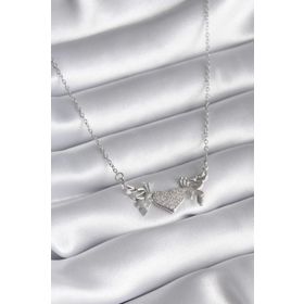 Clariss BKO8289 316L Çelik Gümüş Renk Zirkon Taşlı Kanat Kalp Model Kadın Kolye