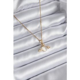 Clariss BKO8290 316L Çelik Gold Renk Kanatlı Kalp Model Zirkon Taşlı Kadın Kolye