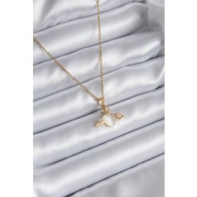 Clariss BKO8290 316L Çelik Gold Renk Kanatlı Kalp Model Zirkon Taşlı Kadın Kolye