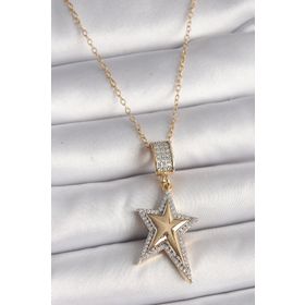 Clariss BKO8383 316L Çelik Gold Renk Zincir Zirkon Taşlı Yıldız Model Kadın Kolye