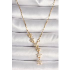 Clariss BKO8383 316L Çelik Gold Renk Zincir Zirkon Taşlı Yıldız Model Kadın Kolye
