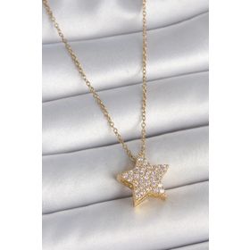 Clariss BKO8383 316L Çelik Gold Renk Zincir Zirkon Taşlı Yıldız Model Kadın Kolye