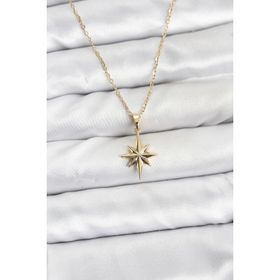 Clariss BKO8418 316L Çelik Gold Renk Zincir Kutup Yıldızı Model Kadın Kolye