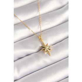 Clariss BKO8418 316L Çelik Gold Renk Zincir Kutup Yıldızı Model Kadın Kolye