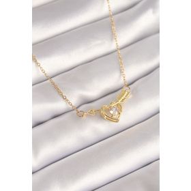 Clariss BKO8421 316L Çelik Gold Renk Zincir Zirkon Taşlı Ok Kalp Model Kadın Kolye