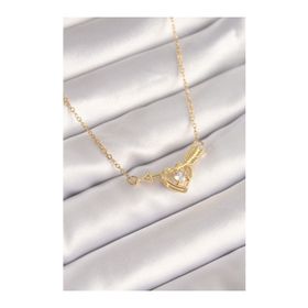 Clariss BKO8421 316L Çelik Gold Renk Zincir Zirkon Taşlı Ok Kalp Model Kadın Kolye
