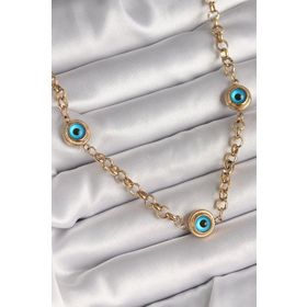 Clariss BKO8445 316L Çelik Gold Renk Zincir Nazar Boncuk Model Kadın Kolye
