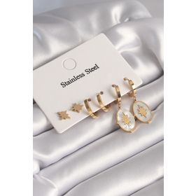 Clariss BKP8648 316L Çelik Gold Renk Kutup Yıldızı Model Kadın Küpe Seti