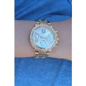 Clariss BS3469 Gold Renk Metal Kordon Zirkon Taşlı Kasa Beyaz Kadran Romen Rakamlı Kadın Saat