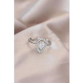 Clariss BYK2072 Ayarlamalı Silver Renk Metal Zirkon ve Kristal Taşlı Damla Model Yüzük
