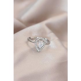 Clariss BYK2072 Ayarlamalı Silver Renk Metal Zirkon ve Kristal Taşlı Damla Model Yüzük