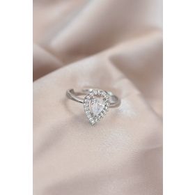 Clariss BYK2072 Ayarlamalı Silver Renk Metal Zirkon ve Kristal Taşlı Damla Model Yüzük