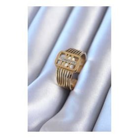 Clariss BYK2760 316L Çelik Gold Renk Zirkon Taşlı Kaburga Model Kadın Yüzük