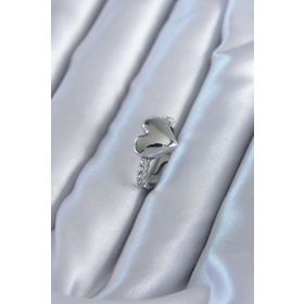 Clariss BYK2820 Gümüş Renk Pirinç Zirkon Taşlı Kalp Model Kadın Yüzük