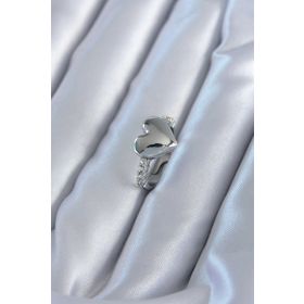Clariss BYK2820 Gümüş Renk Pirinç Zirkon Taşlı Kalp Model Kadın Yüzük
