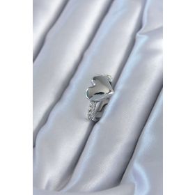Clariss BYK2820 Gümüş Renk Pirinç Zirkon Taşlı Kalp Model Kadın Yüzük