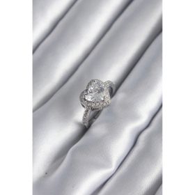 Clariss BYK2952 Pirinç Gümüş Renk Zirkon Taş Kalp Charm Model Kadın Yüzük