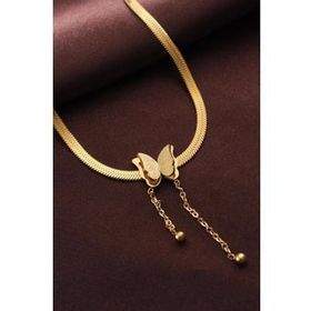Clariss Çelik Altın Renk Kelebek İtalyan Zincir Kolye