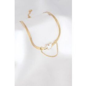 Clariss Çelik Altın Renk Kelebek İtalyan Zincir Kolye