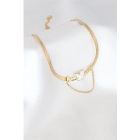 Clariss Çelik Altın Renk Kelebek İtalyan Zincir Kolye