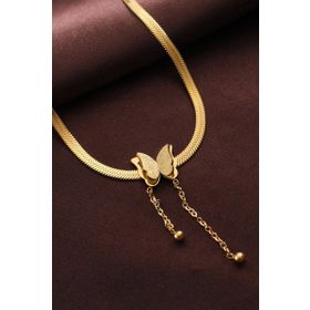 Clariss Çelik Altın Renk Kelebek İtalyan Zincir Kolye