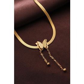Clariss Çelik Altın Renk Kelebek İtalyan Zincir Kolye