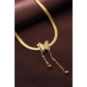 Clariss Çelik Altın Renk Kelebek İtalyan Zincir Kolye